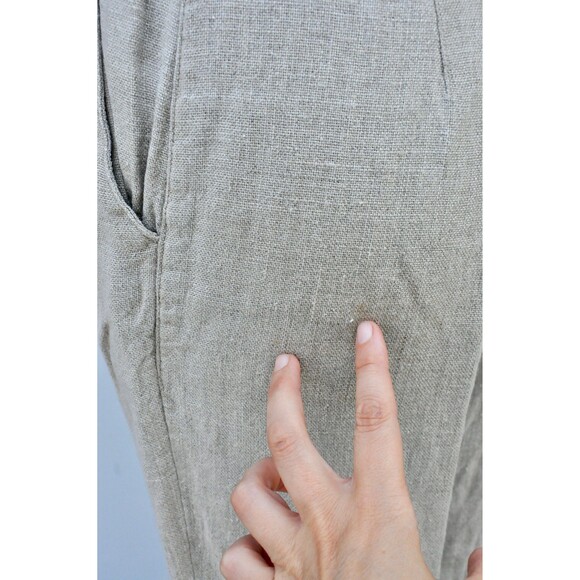 Vintage Beige Linen Ankle Pants - High Waisted Pants - Tapered Pants XXS XS - Picture 7 of 10